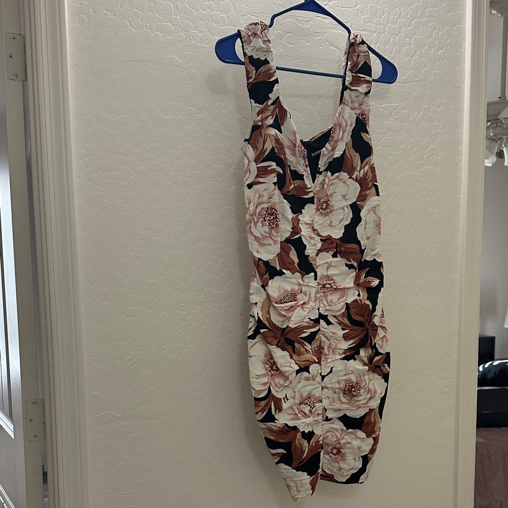 Express Floral Dress - Black and Brown